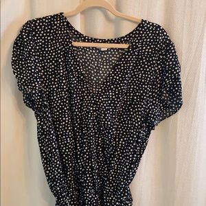 LOFT Polka Dot Wrap Romper